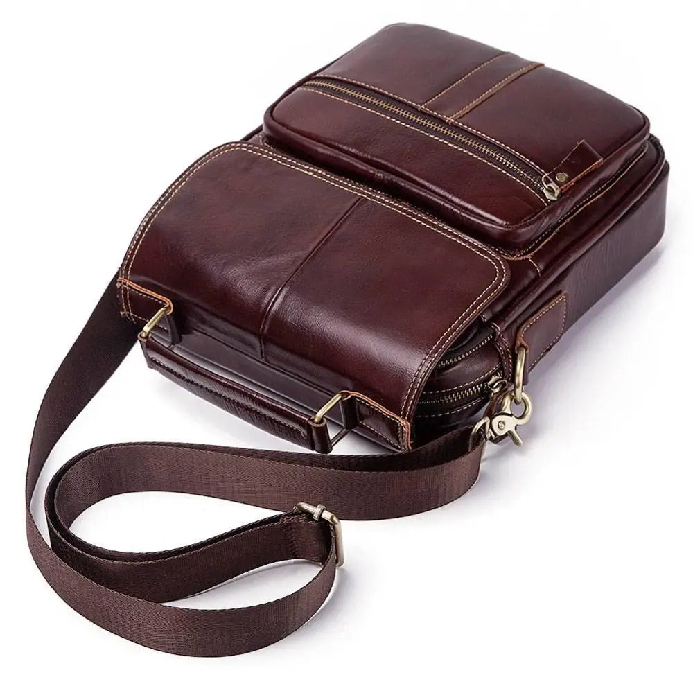 Genuine Leather Casual Shoulder Bag Men Crossbody Messenger Bags Top Quality Vintage Men'S Handbag Bolsos Male For7.9" Ipad
