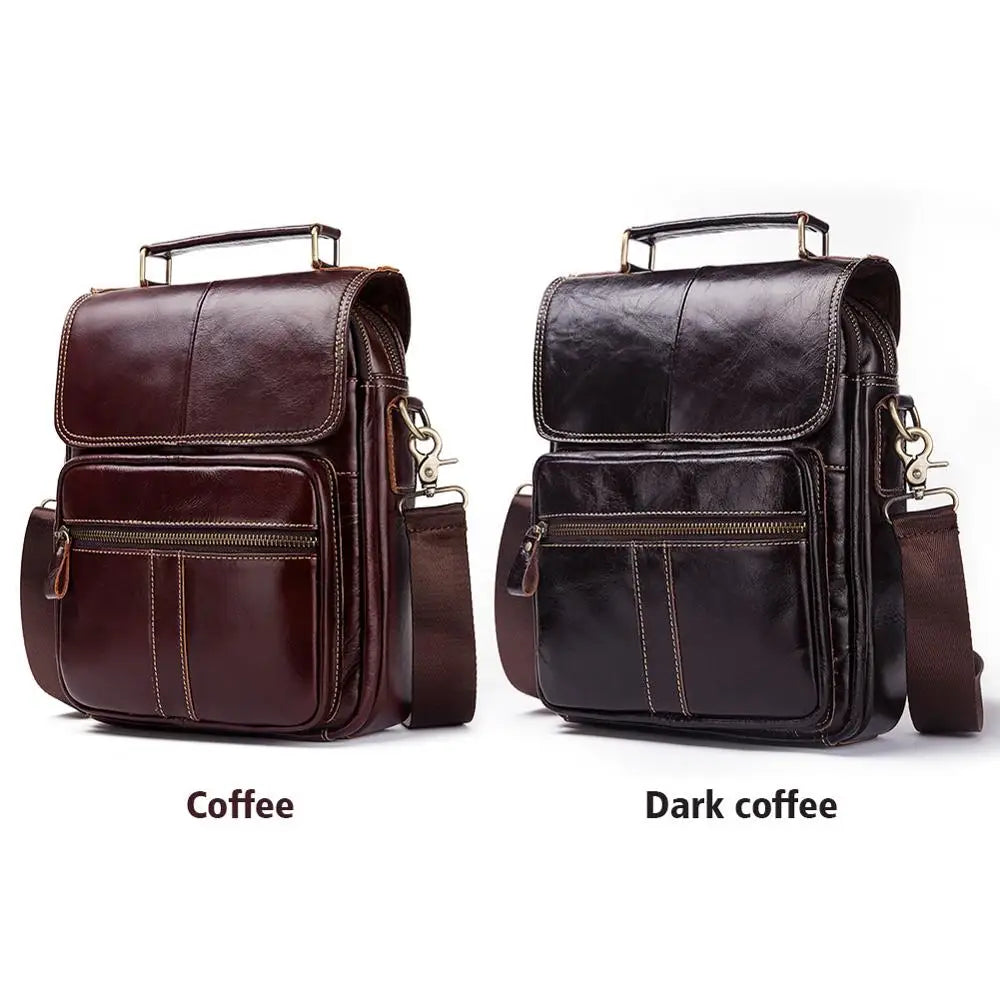 Genuine Leather Casual Shoulder Bag Men Crossbody Messenger Bags Top Quality Vintage Men'S Handbag Bolsos Male For7.9" Ipad