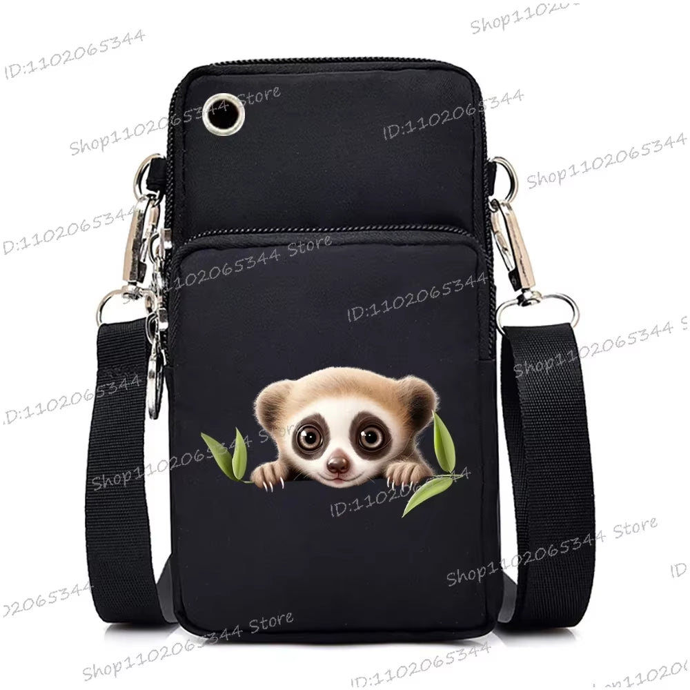 Watercolor Animal Women Mini Mobile Phone Bag Cute Fox Lion Panda Cartoon Series Teen Shoulder Bag Women Small Crossbody Bags