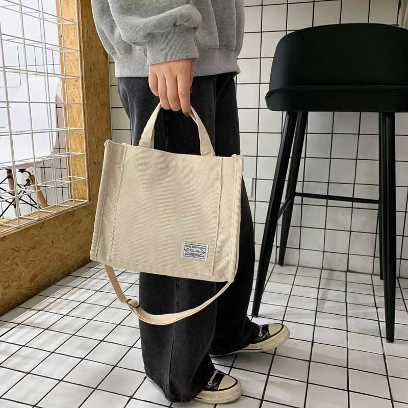 Corduroy Crossbody Tote Bag, Women'S Square Crossbody Bag, Casual Tote Bag, Shoulder Bag, Travel Organiser Bag