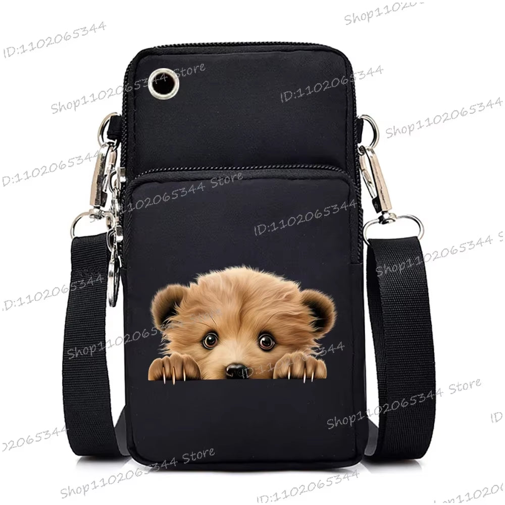 Watercolor Animal Women Mini Mobile Phone Bag Cute Fox Lion Panda Cartoon Series Teen Shoulder Bag Women Small Crossbody Bags