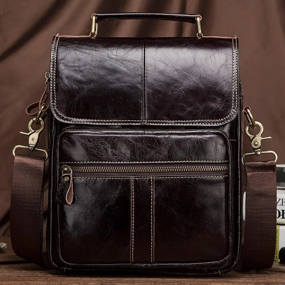 Genuine Leather Casual Shoulder Bag Men Crossbody Messenger Bags Top Quality Vintage Men'S Handbag Bolsos Male For7.9" Ipad