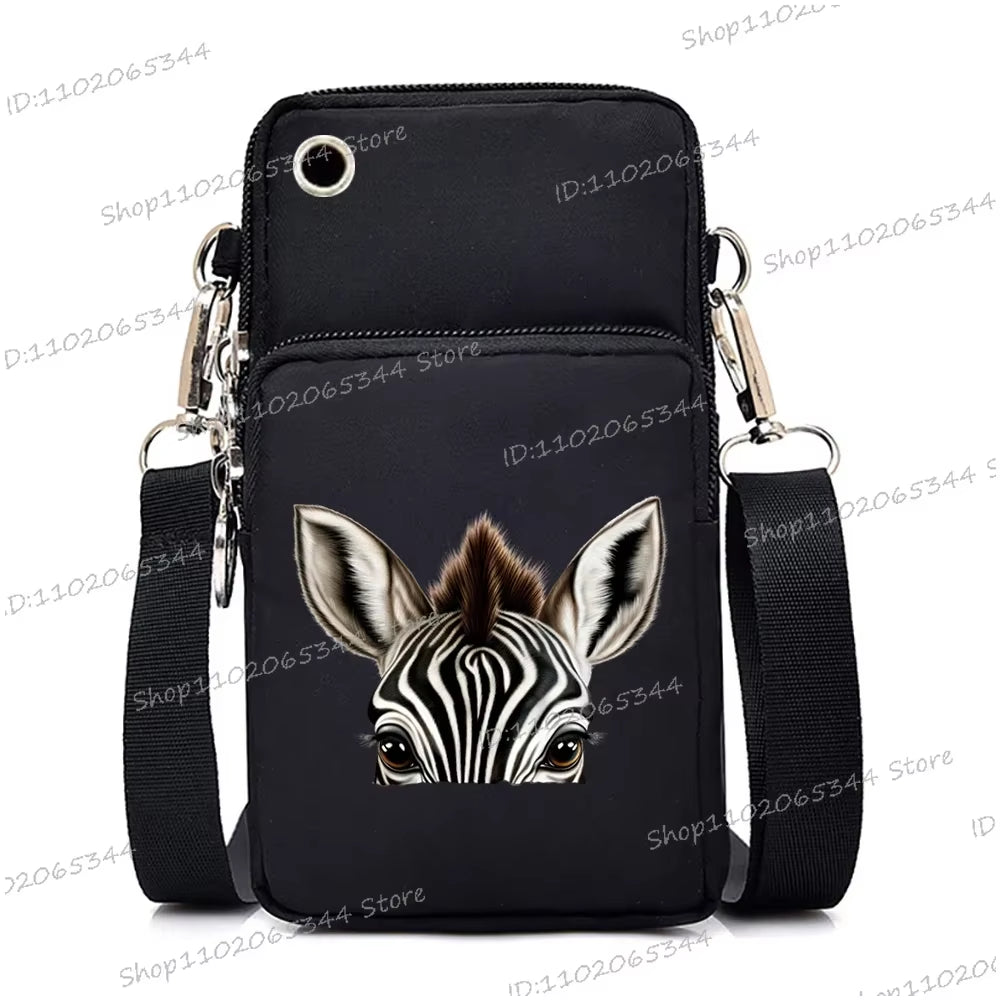 Watercolor Animal Women Mini Mobile Phone Bag Cute Fox Lion Panda Cartoon Series Teen Shoulder Bag Women Small Crossbody Bags