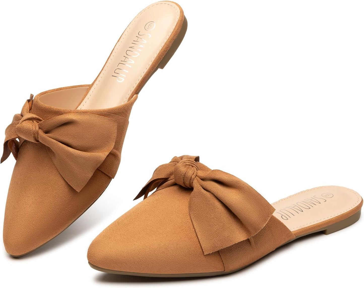 Mules for Woman, Women'S Mules, Closed Pointed Toe Backless Loafer Shoes, Cute Bow Women'S Mules, Slip on Mules Flats Shoes for Work Business Casual Shoes