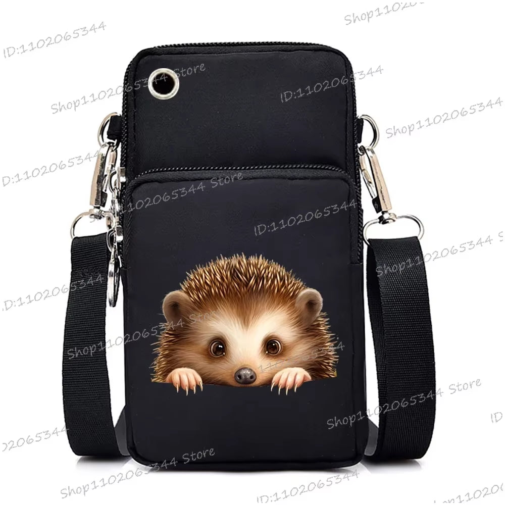 Watercolor Animal Women Mini Mobile Phone Bag Cute Fox Lion Panda Cartoon Series Teen Shoulder Bag Women Small Crossbody Bags