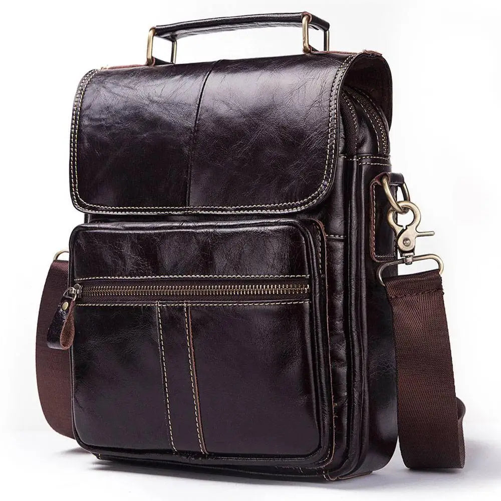 Genuine Leather Casual Shoulder Bag Men Crossbody Messenger Bags Top Quality Vintage Men'S Handbag Bolsos Male For7.9" Ipad