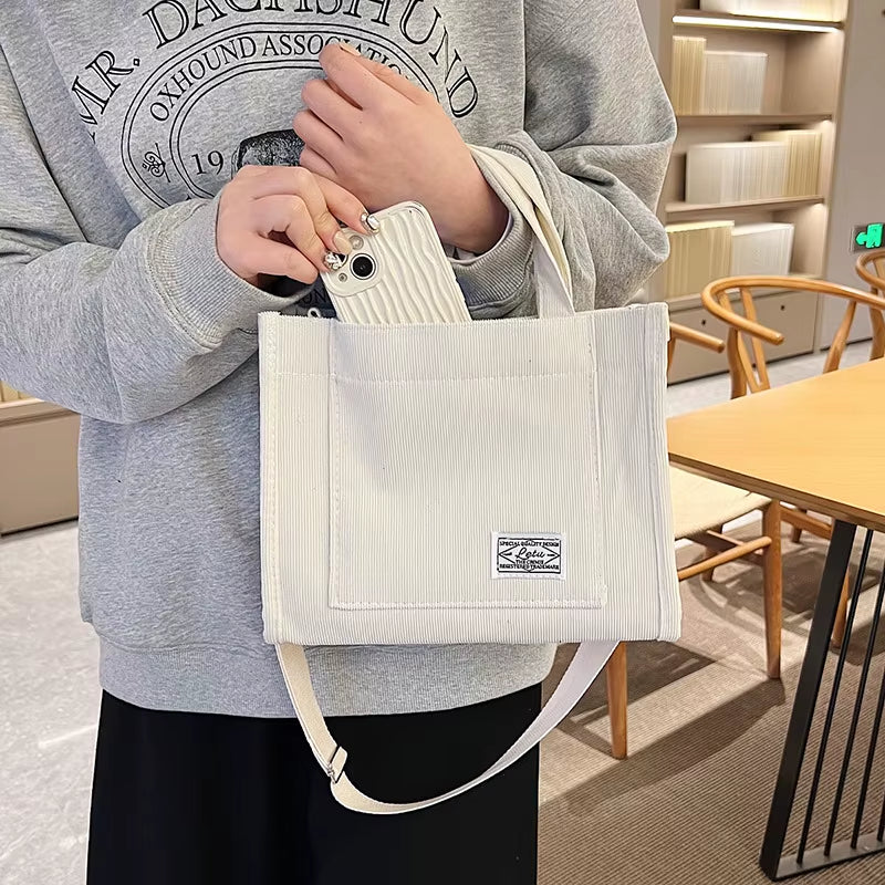 Corduroy Crossbody Tote Bag, Women'S Square Crossbody Bag, Casual Tote Bag, Shoulder Bag, Travel Organiser Bag