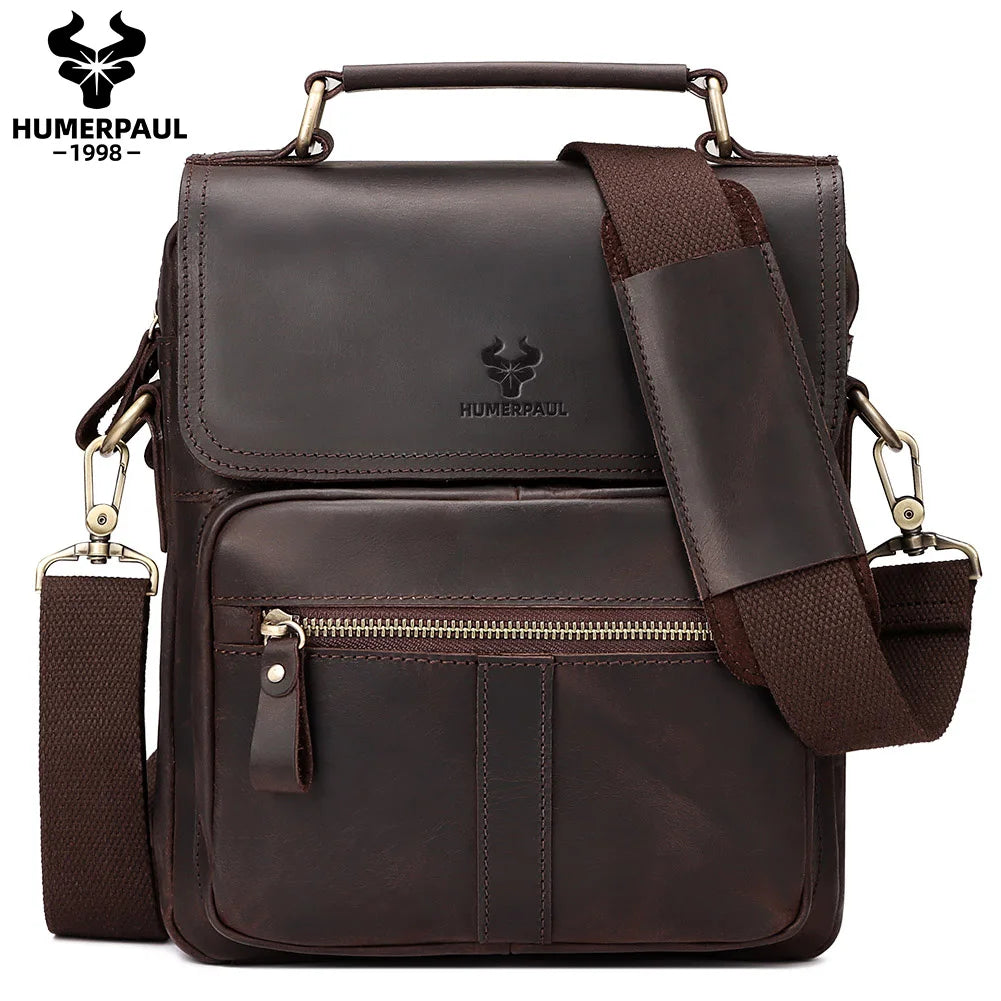 Crazy Horse Leather Men'S Shoulder Bag Vintage Messenger Bags Bolsos Male Crossbody Bags Man'S Quality Handbag Sling Bag Travel