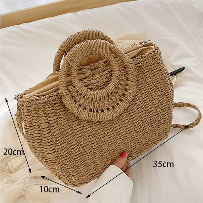 Straw Bags for Women New Summer Rattan Bag Handmade Woven Beach Bag Bohemia Bali Handbag Bolsos Mimbre