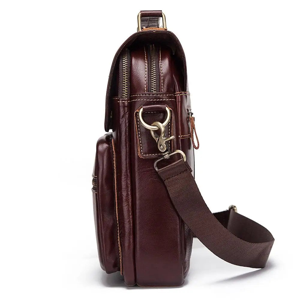 Genuine Leather Casual Shoulder Bag Men Crossbody Messenger Bags Top Quality Vintage Men'S Handbag Bolsos Male For7.9" Ipad