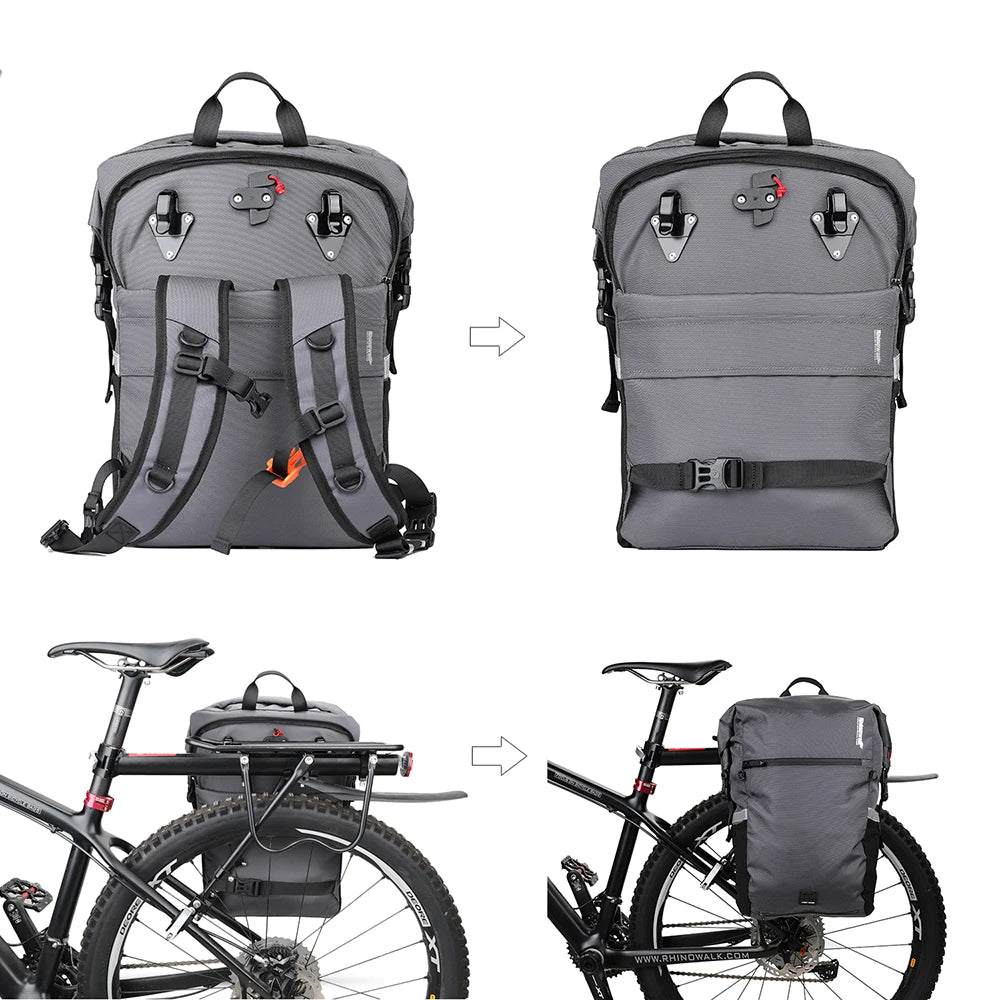 24L Cyclimg Bag Multifunctional Bike Pannier Bag Waterproof Bicycle Rear Seat Bag Backpack Motor Bag Luggage Bag