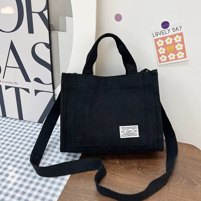 Corduroy Crossbody Tote Bag, Women'S Square Crossbody Bag, Casual Tote Bag, Shoulder Bag, Travel Organiser Bag
