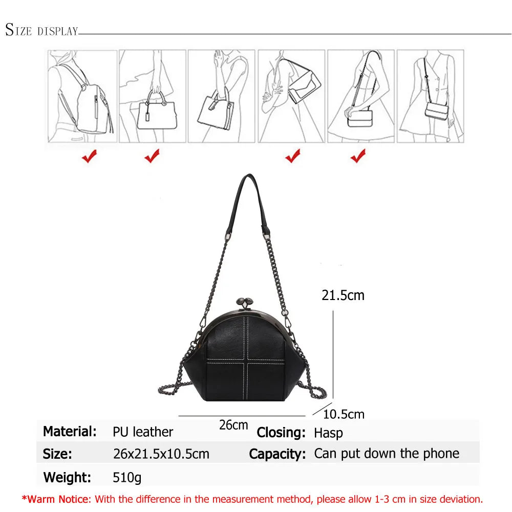 Fashion Chain Design Ladies Shoulder Bag High Quality PU Leather Women Messenger Bags Solid Color Designer Women'S Wallet Bolsos