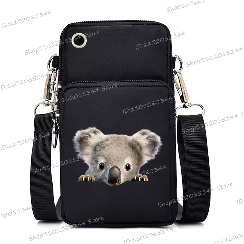 Watercolor Animal Women Mini Mobile Phone Bag Cute Fox Lion Panda Cartoon Series Teen Shoulder Bag Women Small Crossbody Bags