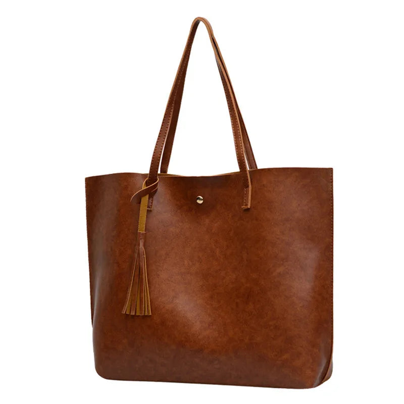 High Quality Women Messenger Bags Leather Casual Tassel Handbags Female Designer Bag Vintage Big Size Tote Shoulder Bag Bolsos
