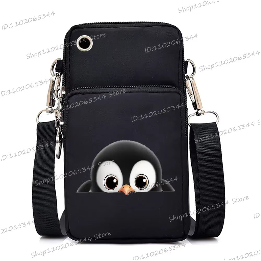 Watercolor Animal Women Mini Mobile Phone Bag Cute Fox Lion Panda Cartoon Series Teen Shoulder Bag Women Small Crossbody Bags