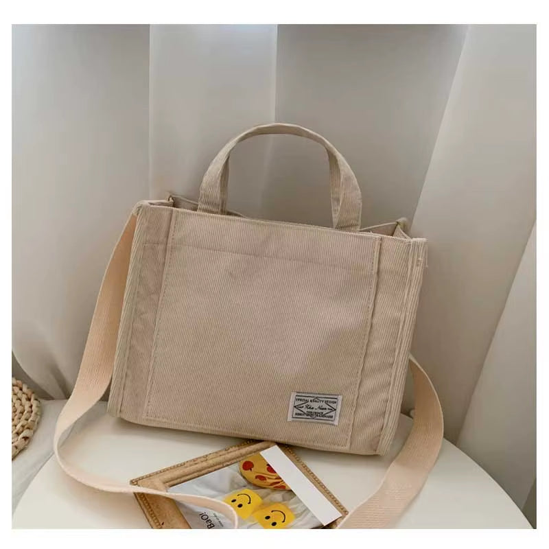 Corduroy Crossbody Tote Bag, Women'S Square Crossbody Bag, Casual Tote Bag, Shoulder Bag, Travel Organiser Bag