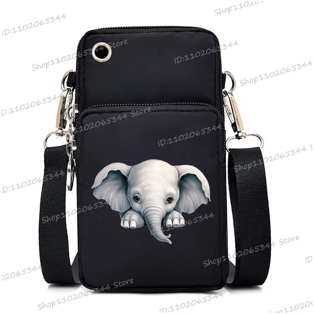 Watercolor Animal Women Mini Mobile Phone Bag Cute Fox Lion Panda Cartoon Series Teen Shoulder Bag Women Small Crossbody Bags