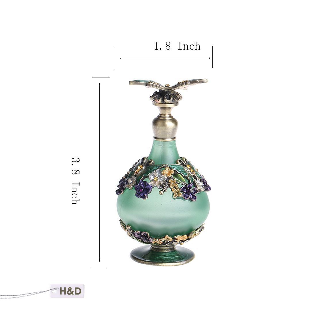 H&D Retro Mini Green Butterfly Perfume Bottle 24Ml