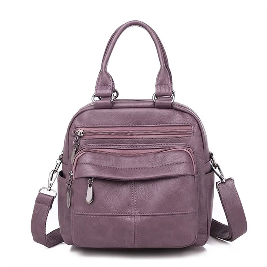 Many Pocket Vintage Women Backpacks PU Leather Backpack Shoulder Bags for Women Female Back Pack Rucksack Feminine Mochilas