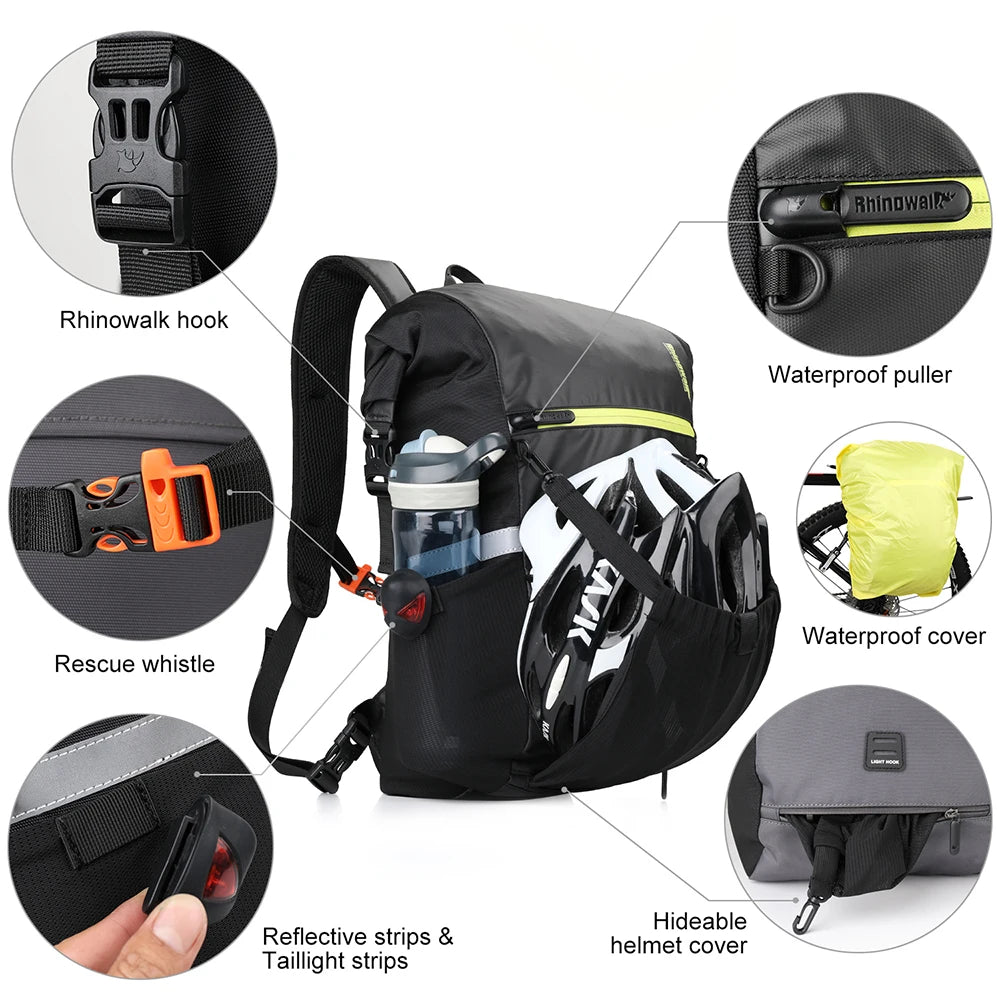 24L Cyclimg Bag Multifunctional Bike Pannier Bag Waterproof Bicycle Rear Seat Bag Backpack Motor Bag Luggage Bag