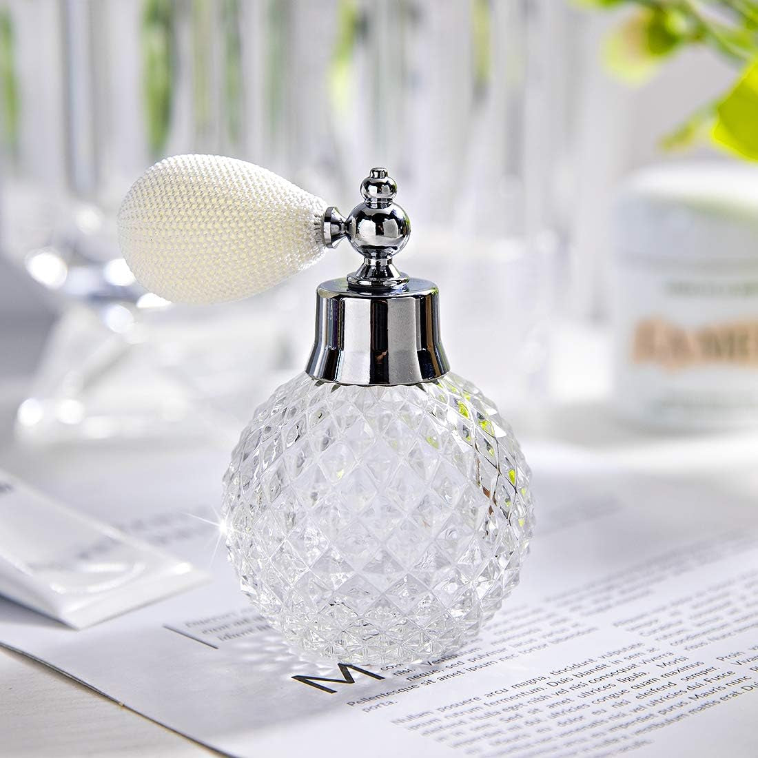 Empty Crystal Vintage Perfume Replacement Spray Bottle Atomizer Luxury Series (Clear)