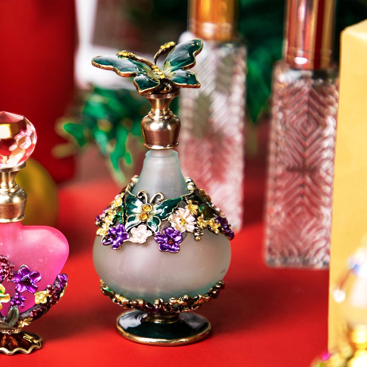 H&D Retro Mini Green Butterfly Perfume Bottle 24Ml