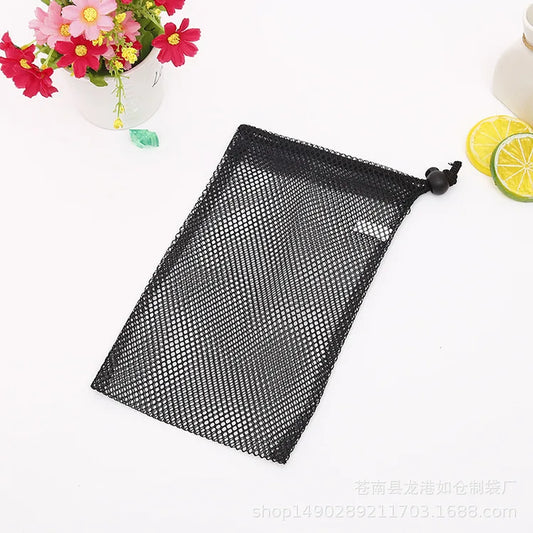 1Pcs Golf Bag Black Storage Bag Shopping Bag Net Bag Black Durable Nylon Mesh Drawstring Bag for Travel, Home Storage Bag