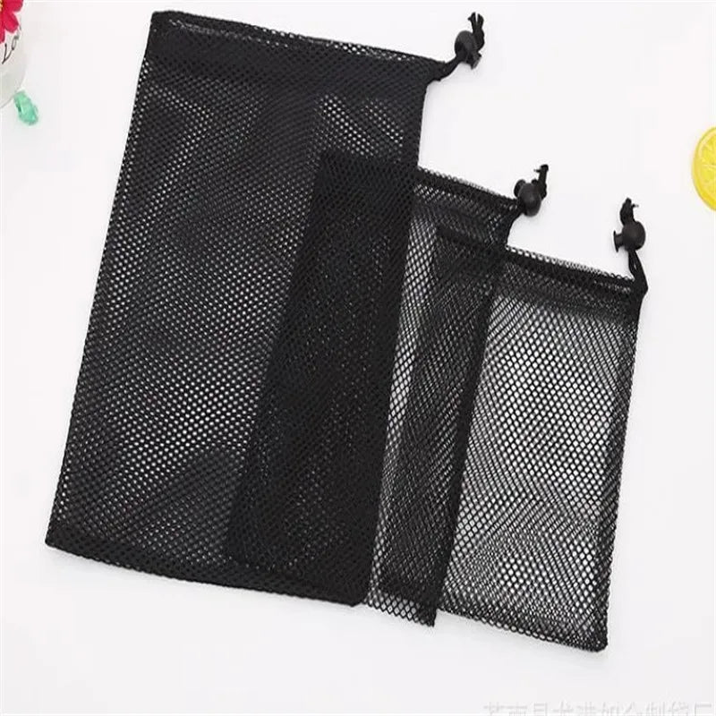 1Pcs Golf Bag Black Storage Bag Shopping Bag Net Bag Black Durable Nylon Mesh Drawstring Bag for Travel, Home Storage Bag
