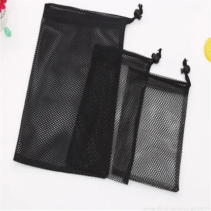 1Pcs Golf Bag Black Storage Bag Shopping Bag Net Bag Black Durable Nylon Mesh Drawstring Bag for Travel, Home Storage Bag