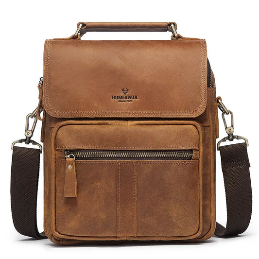 Crazy Horse Leather Men'S Shoulder Bag Vintage Messenger Bags Bolsos Male Crossbody Bags Man'S Quality Handbag Sling Bag Travel