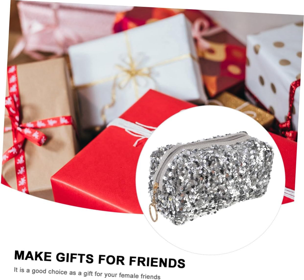 2 Pcs Bling Cosmetic Bag Zipper Sequin Makeup Bag for Travel Large Cosmetic Storage Bag for Women