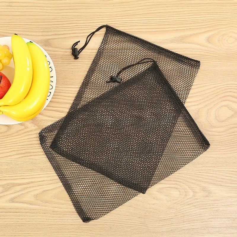 1Pcs Golf Bag Black Storage Bag Shopping Bag Net Bag Black Durable Nylon Mesh Drawstring Bag for Travel, Home Storage Bag
