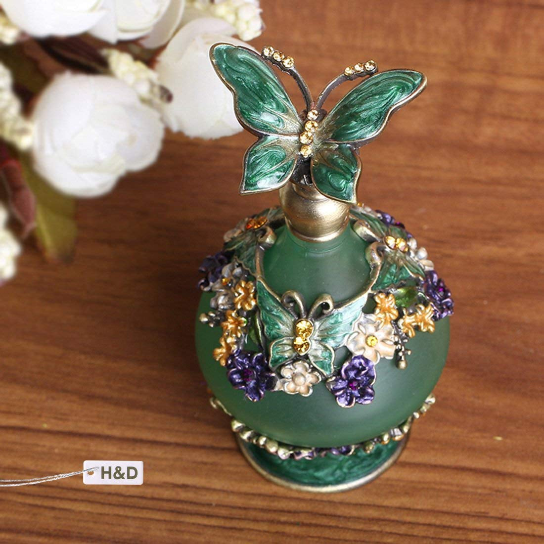 H&D Retro Mini Green Butterfly Perfume Bottle 24Ml