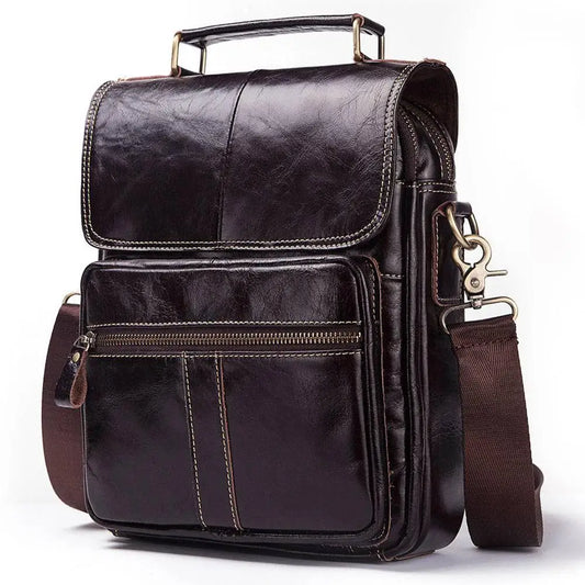 Genuine Leather Casual Shoulder Bag Men Crossbody Messenger Bags Top Quality Vintage Men'S Handbag Bolsos Male For7.9" Ipad