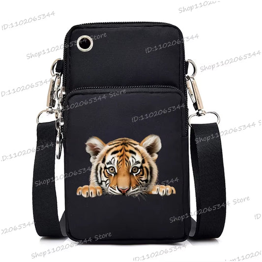 Watercolor Animal Women Mini Mobile Phone Bag Cute Fox Lion Panda Cartoon Series Teen Shoulder Bag Women Small Crossbody Bags