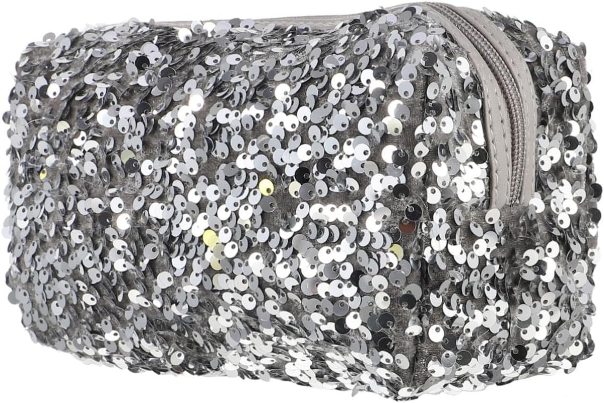 2 Pcs Bling Cosmetic Bag Zipper Sequin Makeup Bag for Travel Large Cosmetic Storage Bag for Women