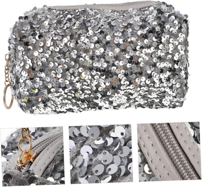 2 Pcs Bling Cosmetic Bag Zipper Sequin Makeup Bag for Travel Large Cosmetic Storage Bag for Women