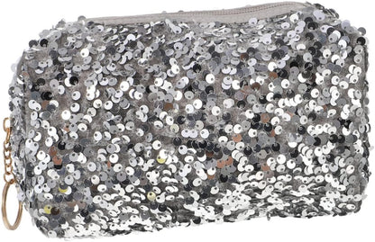 2 Pcs Bling Cosmetic Bag Zipper Sequin Makeup Bag for Travel Large Cosmetic Storage Bag for Women