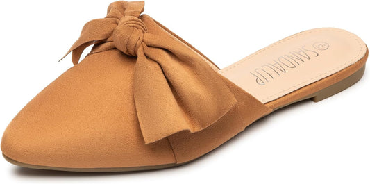 Mules for Woman, Women'S Mules, Closed Pointed Toe Backless Loafer Shoes, Cute Bow Women'S Mules, Slip on Mules Flats Shoes for Work Business Casual Shoes